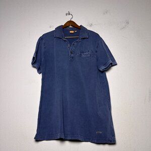 Hugo Boss Orange Designer Polo Shirt Short Sleeve Men XXL Blue Prep Stitched